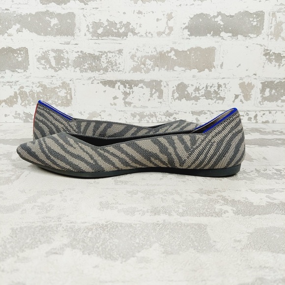 NEW Rothy's The Flat Grey Zebra Knit Round Toe Slip On Loafers E877 - Picture 4 of 10